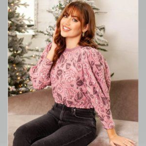 Free People No Ordinary Top in Dusty Rose Combo Size L NWT